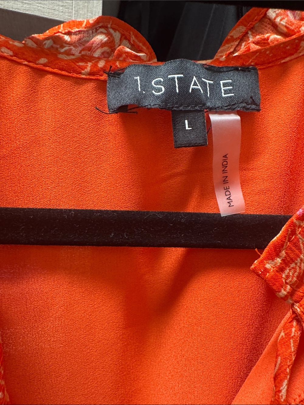 1.STATE Bright Orange Button-Front Blouse